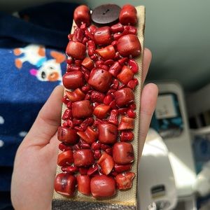 Lucky Brand leather and stone tag